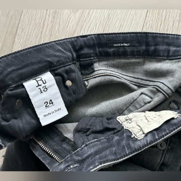 R13 Kate Skinny Ankle Jeans with Distressed High Cuff - Picture 9 of 10